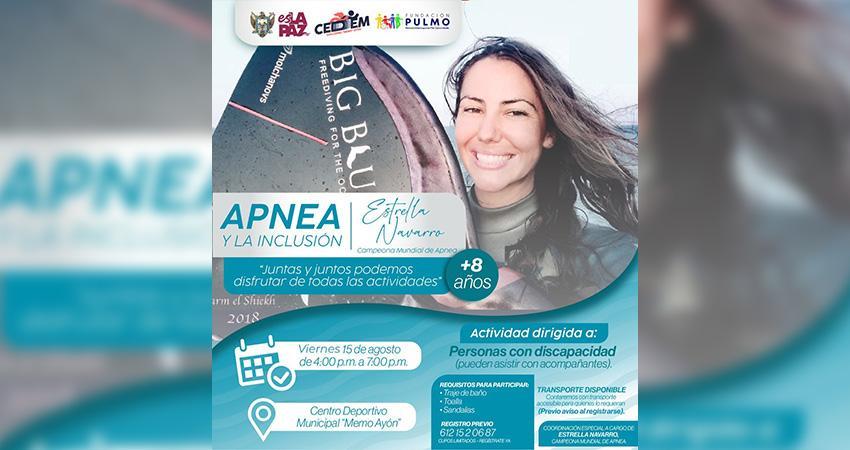 Invitan a la actividad “Apnea y la Inclusión” con la campeona mundial Estrella Navarro Invitan a la actividad “Apnea y la Inclusión” con la campeona mundial Estrella Navarro