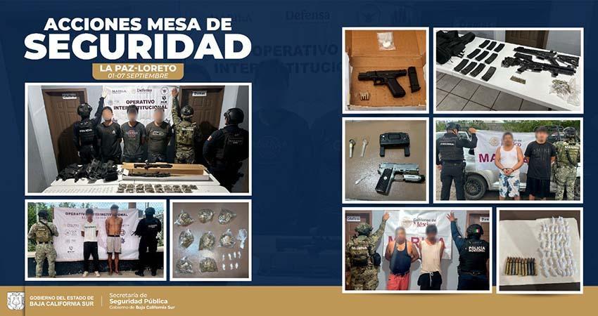 Detienen a 12 personas y aseguran armas y narcóticos en La Paz y Loreto Detienen a 12 personas y aseguran armas y narcóticos en La Paz y Loreto