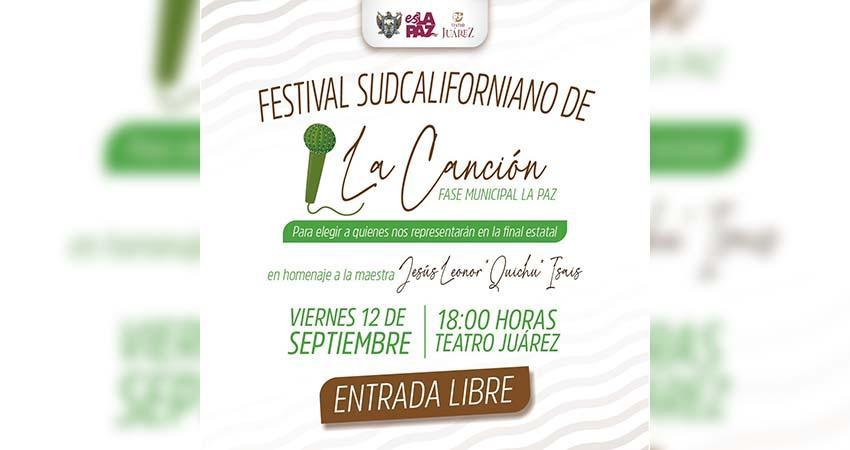 Fase La Paz del Festival Sudcaliforniano de la Canción se realizará en el Teatro Juárez Fase La Paz del Festival Sudcaliforniano de la Canción se realizará en el Teatro Juárez