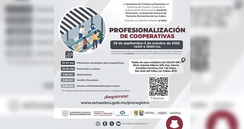 Impulsa SETUE la profesionalización de cooperativas en Los Cabos