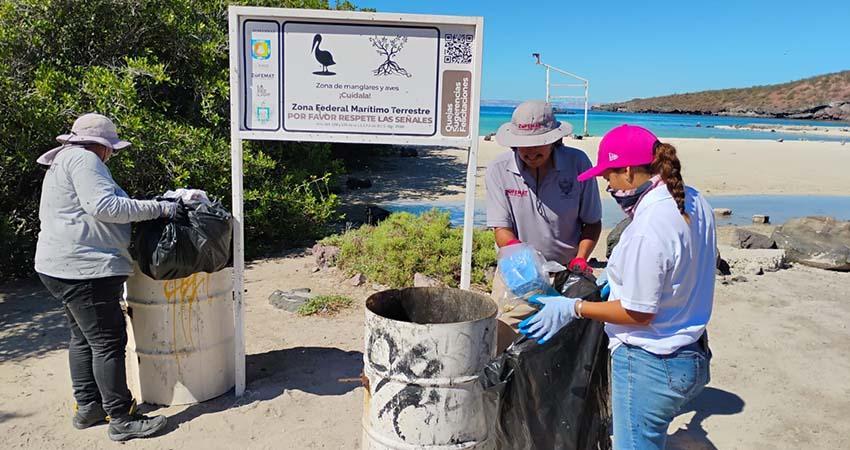 Recolecta Zofemat más de 5 toneladas de residuos en playas y zonas costeras de La Paz