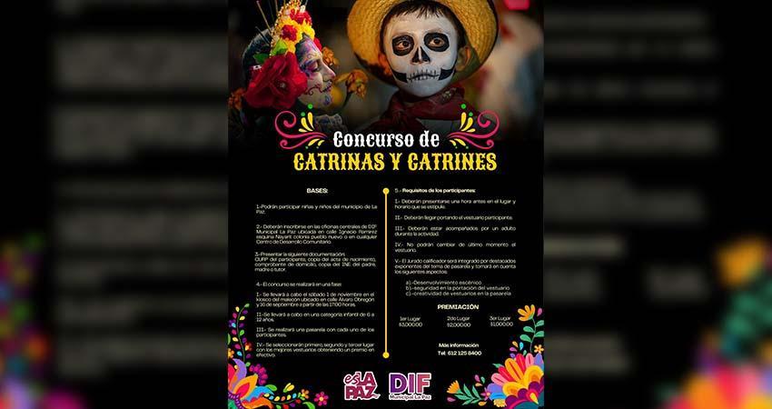 Invita DIF La Paz a participar en el Concurso Infantil de Catrinas y Catrines