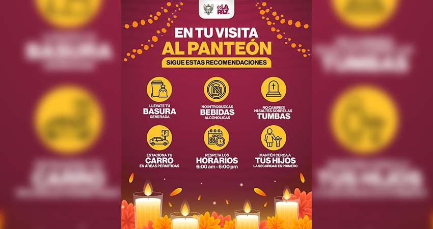 Emite Gobierno de La Paz recomendaciones para una visita segura en panteones municipales