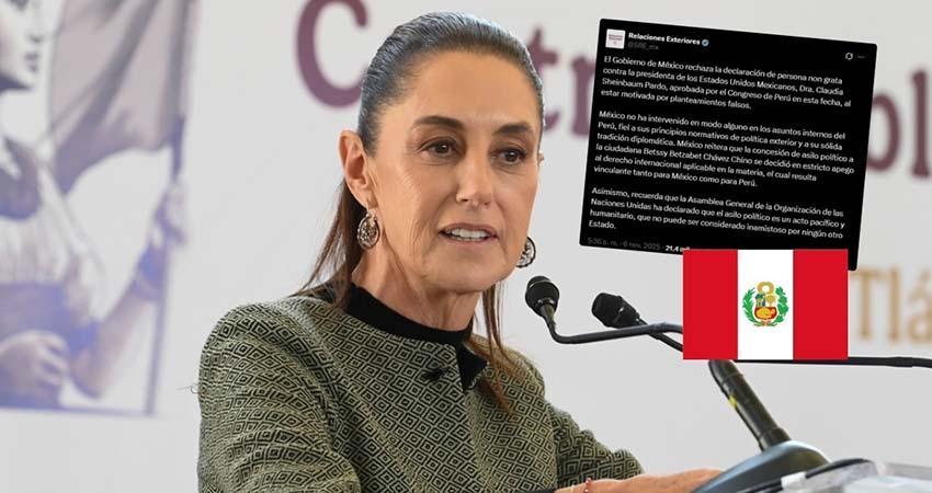 México rechaza declaración de persona non grata contra Sheinbaum en Perú