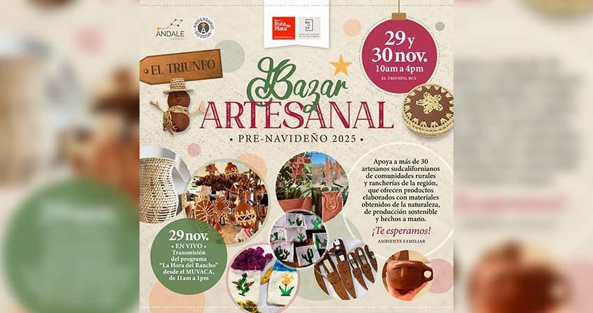 Mañana sabado inicia el bazar artesanal pre-navideño 2025 en el poblado El Triunfo