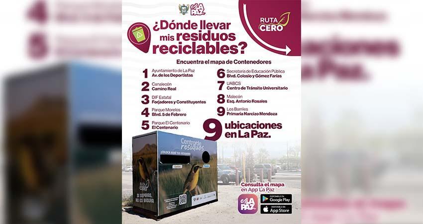 Avanza La Paz en el manejo responsable de residuos con 9 contenedores de Ruta Cero