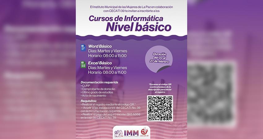 IMM La Paz invita a los cursos de Informática básica en el CECATI 39