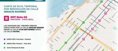Anuncian ruta alterna del Tiburón Urbano por obras de pavimentación