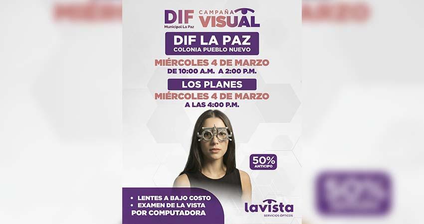 Invita DIF Municipal a campaña visual en La Paz y Los Planes