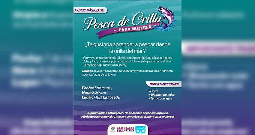 Invita el IMM La Paz a curso gratuito de pesca de orilla para mujeres
