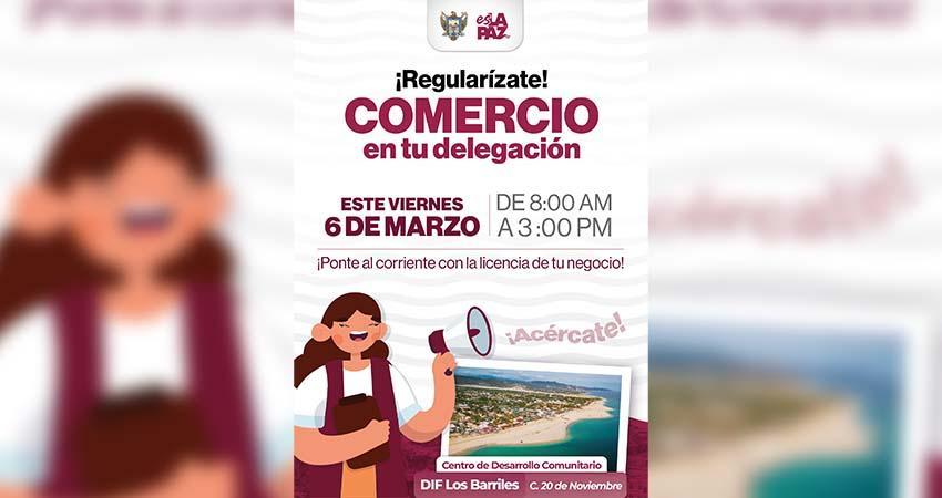 Invita Ayuntamiento de La Paz a la Jornada “Comercio en tu Delegación” en Los Barriles
