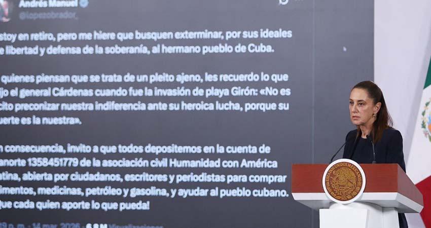Sheinbaum responde al llamado de AMLO y hará donación económica 'personal' a Cuba