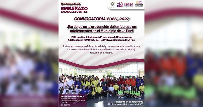 Invita IMM La Paz a participar en el Grupo Municipal para prevenir el embarazo adolescente