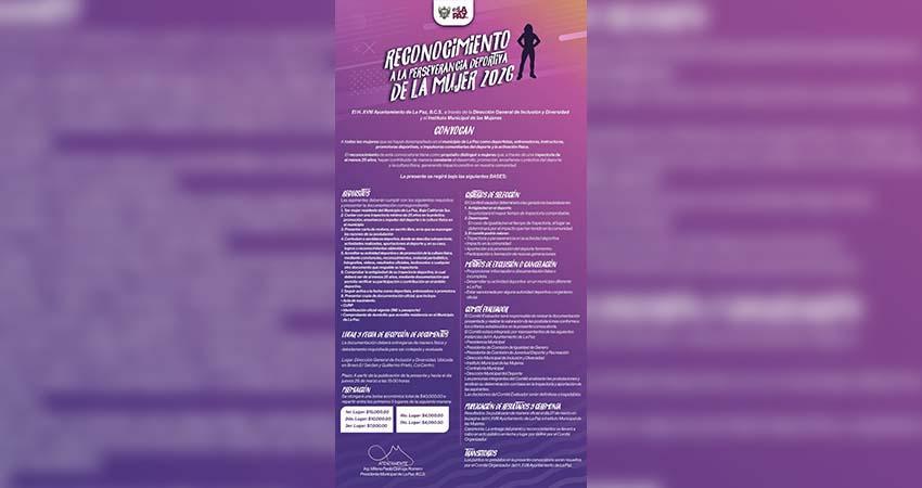 Últimos días para participar en la convocatoria al Reconocimiento a la Perseverancia Deportiva de la Mujer en La Paz