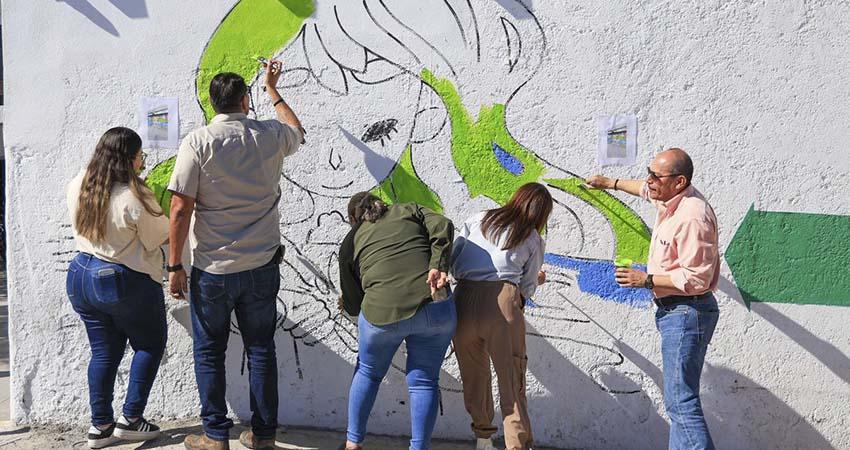 Conmemora OOMSAPAS La Paz Día Mundial del Agua y Mes de la Mujer con mural institucional