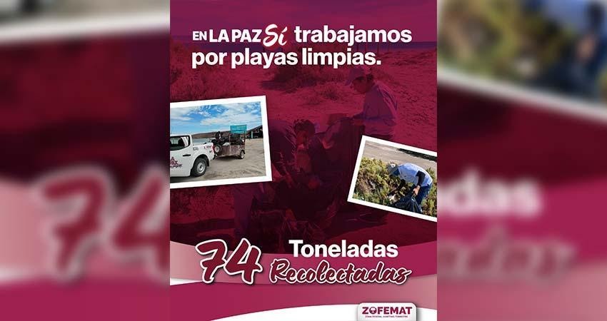 ZOFEMAT La Paz retira más de 74 toneladas de basura durante el primer trimestre de 2026
