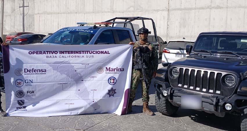 Aseguran narcóticos, vehículos y cámaras parasitas en operativos de BCS