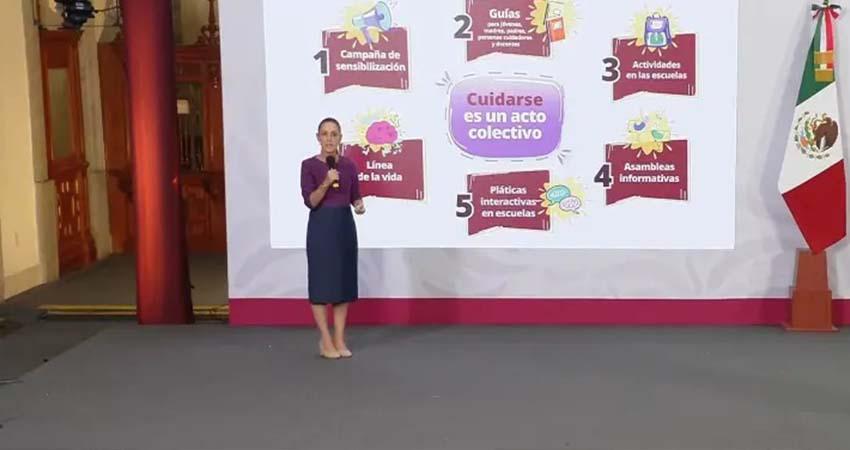 Sheinbaum lanza estrategia nacional de salud mental para jóvenes tras tiroteos recientes