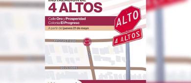 Habilitarán nuevo crucero de cuatro altos en colonia El Progreso