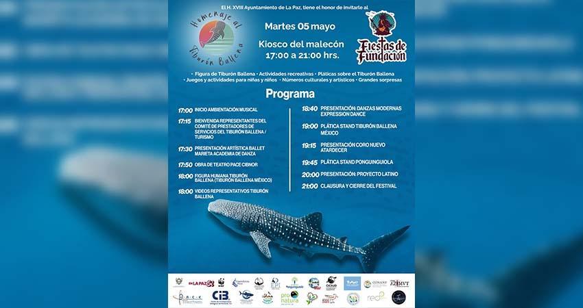 Invitan al Homenaje del Tiburón Ballena en el Kiosco del malecón de La Paz