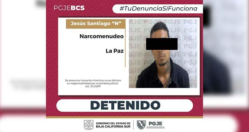 Aseguran a Santiago “N” en posesión de droga en La Paz