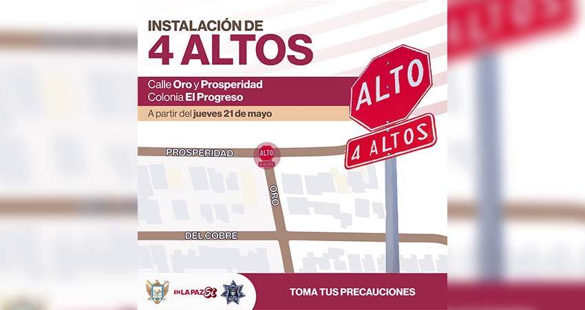 Habilitarán nuevo crucero de cuatro altos en colonia El Progreso
