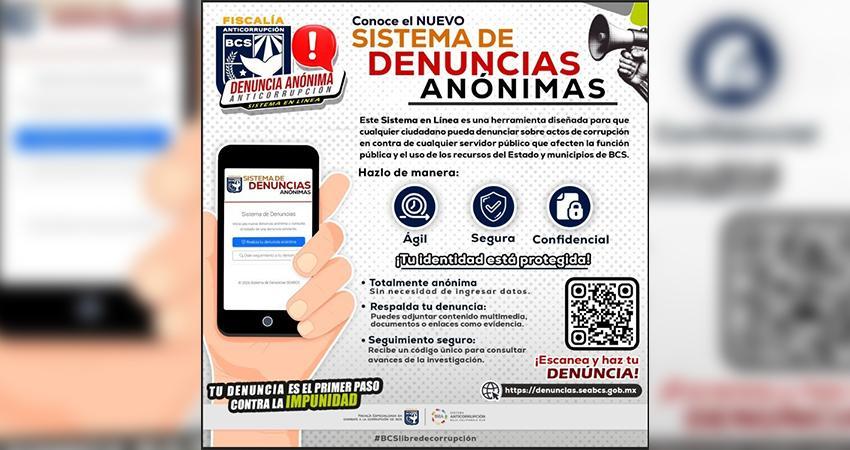 Fiscalía Anticorrupción de BCS presenta un nuevo sistema de denuncias anónimas