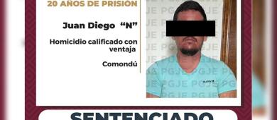 Pasará 20 años de prisión por homicidio calificado con ventaja