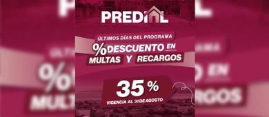Últimos días para aprovechar el 35% de descuento en multas y recargos del predial