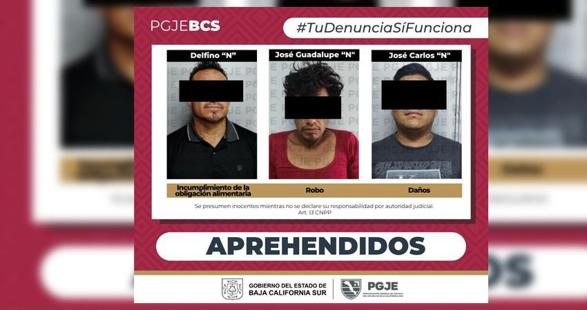 Aprehende PGJE a 3 personas por diversos delitos