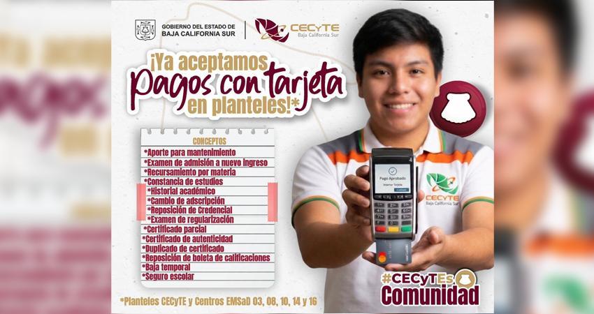 Implementa CECyTE pago con tarjeta en 16 centros educativos de BCS