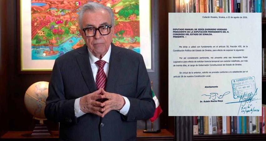 Congreso de Sinaloa aprueba nueva licencia a Rocha Moya