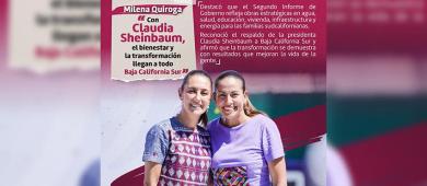 Milena Quiroga: "Con Claudia Sheinbaum, el bienestar y la transformación llegan a todos BCS".