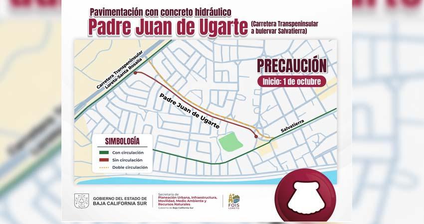 Iniciará SEPUIMM pavimentación del bulevar Padre Juan de Ugarte, en Loreto