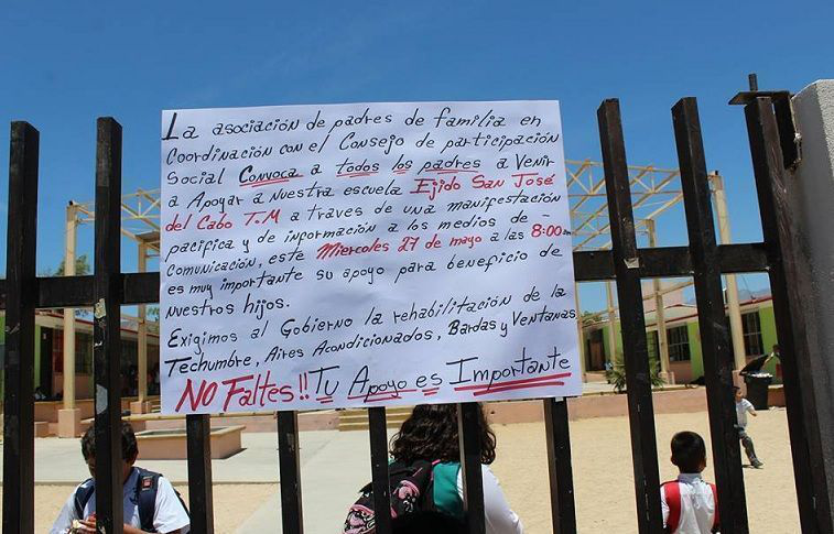 Anuncia  sociedad de padres de familia de primara Ejido San José manifestación para mañana miércoles