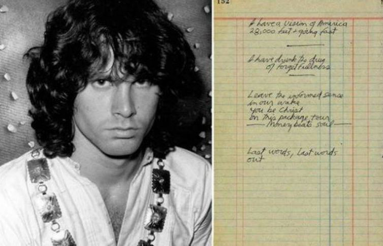 Subastan poema de Jim Morrison hallado en hotel donde murió