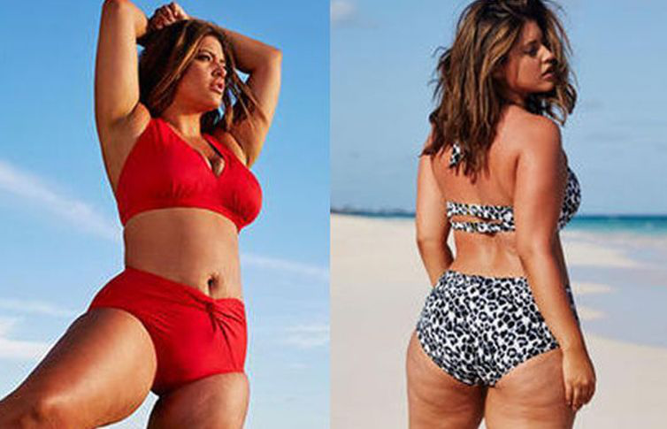 Modelo de talla grande en campaña sin retoques