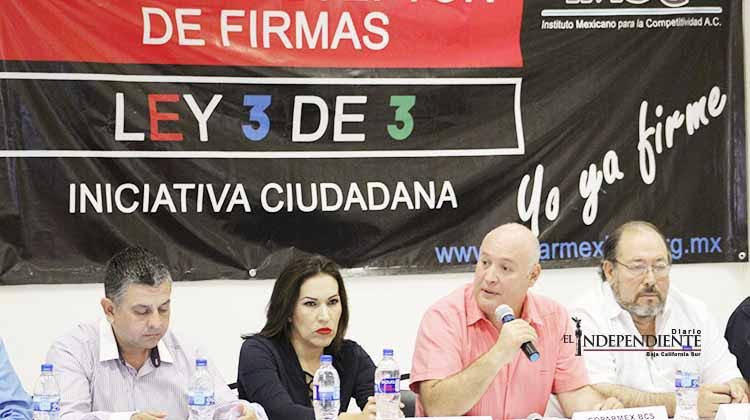 Empresarios de BCS hartos de la corrupción se suman al "3 de 3"