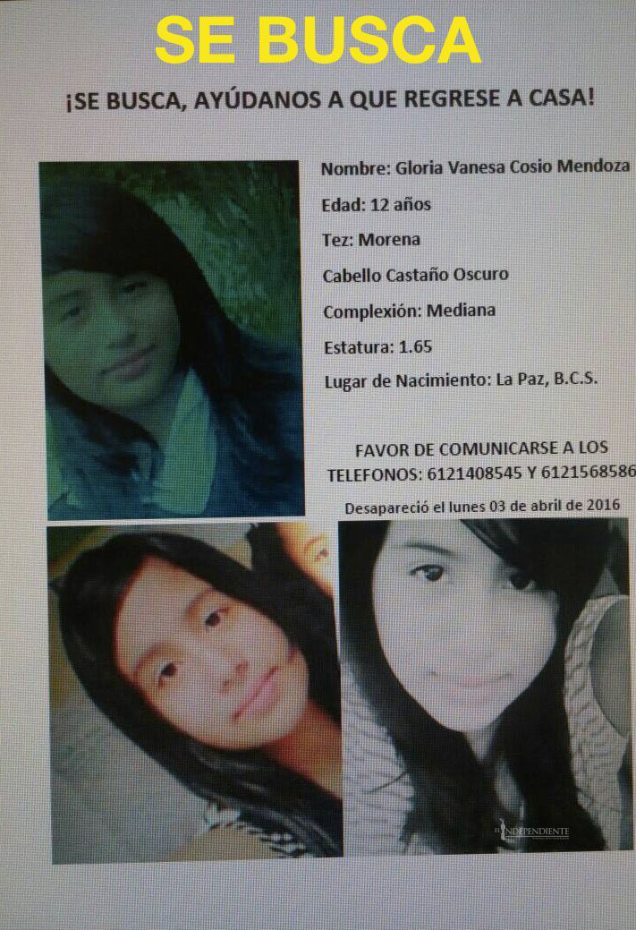 Piden ayuda para localizar a menor de edad en La Paz