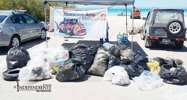 Retiran 2.7 toneladas de basura y 30 llantas en Isla Gaviota y playas de La Paz