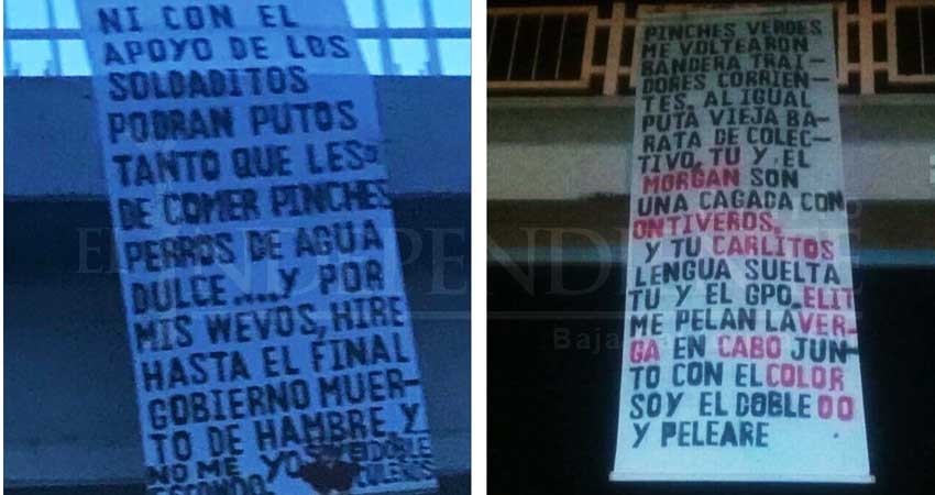 Localizan narcomantas con advertencia para los Soldados y Gobierno Estatal en SJC y La Paz