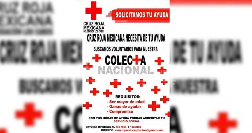 Invita Cruz Roja a formar parte de colecta 2018 como voluntario