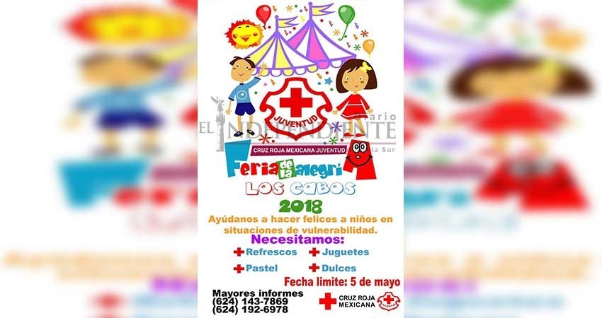 Invita Cruz Roja a participar en su campaña “Feria de la Alegría 2018”