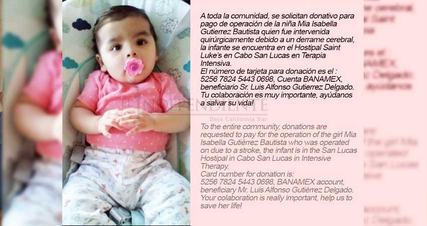 Padre de familia pide apoyo para cubrir gastos médicos de su pequeña hija