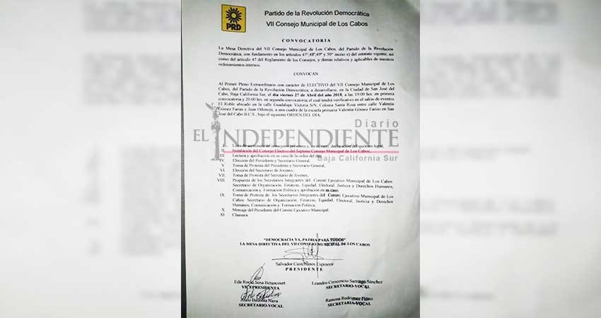 Ilegal realización de consejo electivo del PRD en Los Cabos, Alberto González asegura sigue siendo el presidente