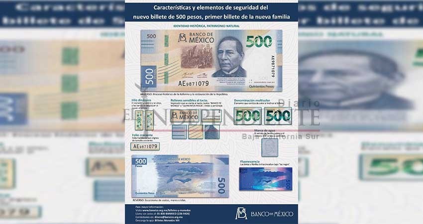 Ballenas sudcalifornianas navegarán los nuevos billetes de 500 pesos