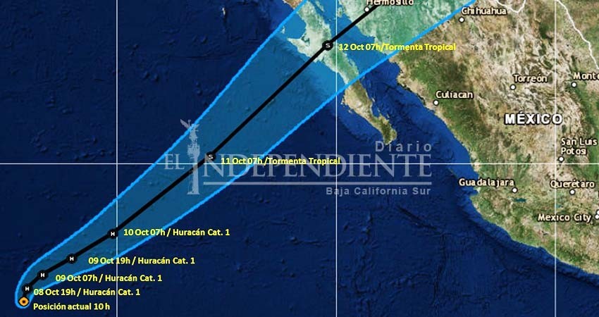 Huracán “Sergio” desciende a categoría 1 y se enfila hacia el norte de BCS