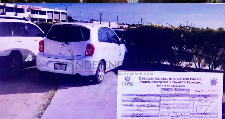 Ayuntamiento de La Paz infracciona a su propio automóvil por mal uso del mismo