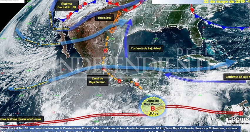 Aumenta a 30% probabilidad de formación de ciclón en el Pacífico