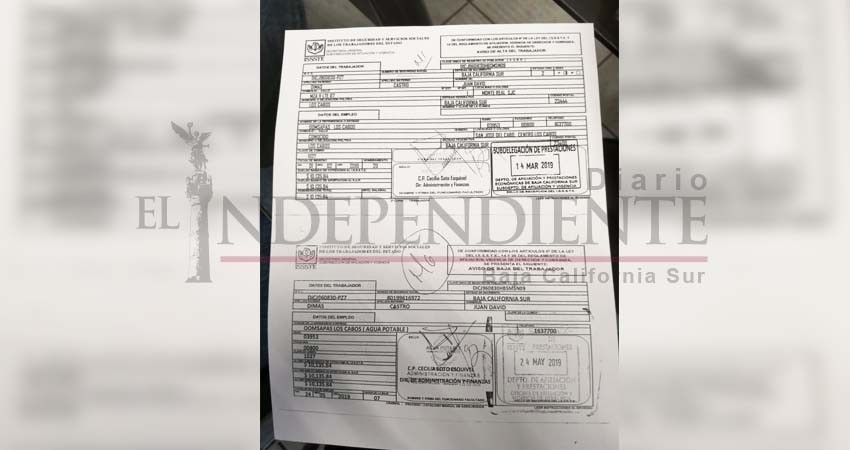 ISSSTE BCS confirma alta del hijo de la Alcaldesa de Los Cabos en Agua Potable